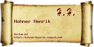 Hohner Henrik névjegykártya